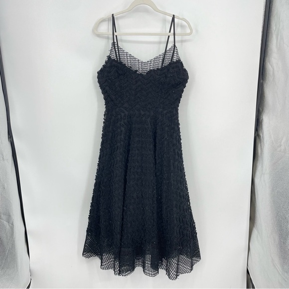 Tracey Reese Black Label Yelena midi dress black Sz 6 beaded